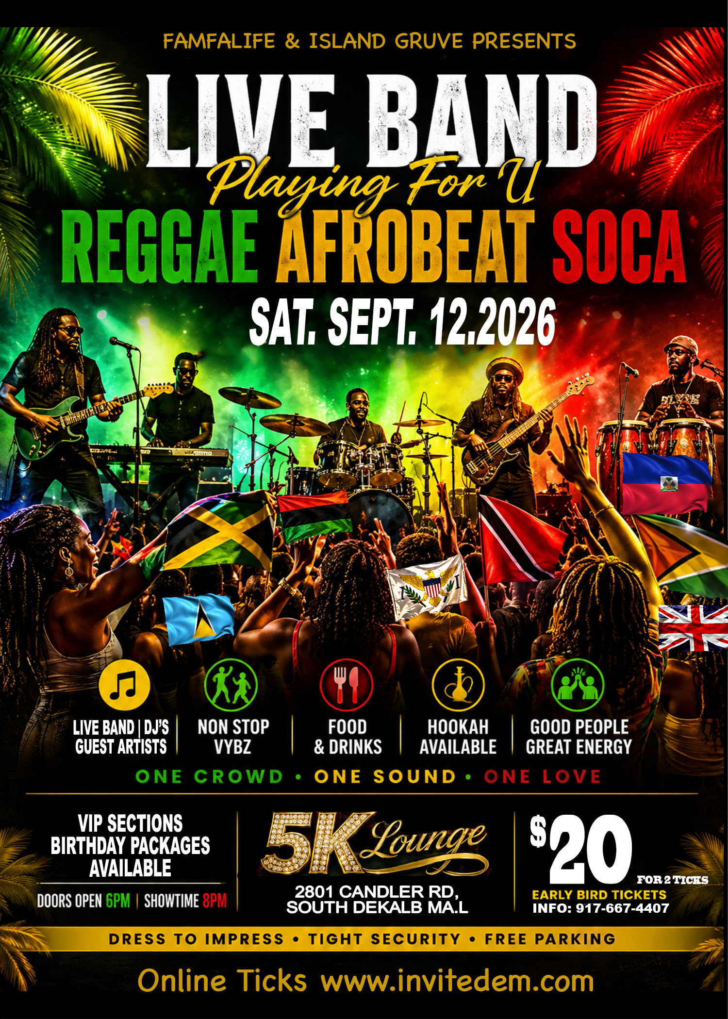 LIVE BAND MUSIC REGGAE AFROBEAT SOCA R&B